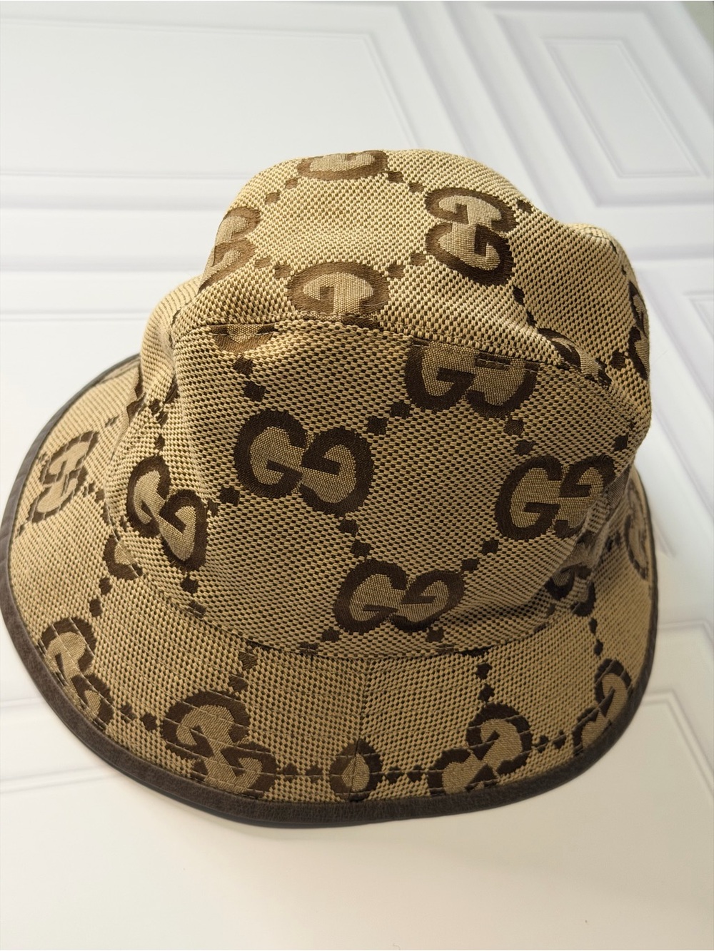 Gucci Tan and Brown Monogram Bucket Hat